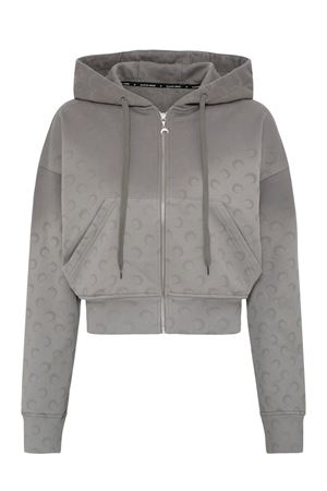 Felpa corta con cappuccio in cotone grigio MARINE SERRE | WST019ACJER0073GR90